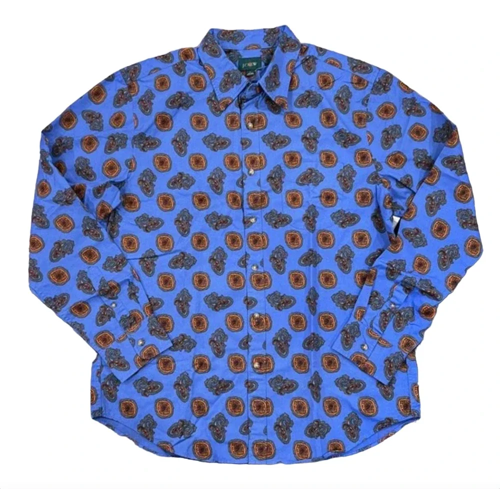 NWT J. Crew Men's Blue Multi Blake Paisley Vintage Twill Shirt